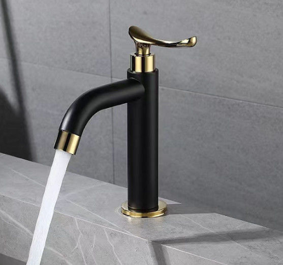 SUS304 Paslanmaz Çelik Şık Gemi Banyo Mat Siyah Tek Soğuk Su Havzası Muslukları