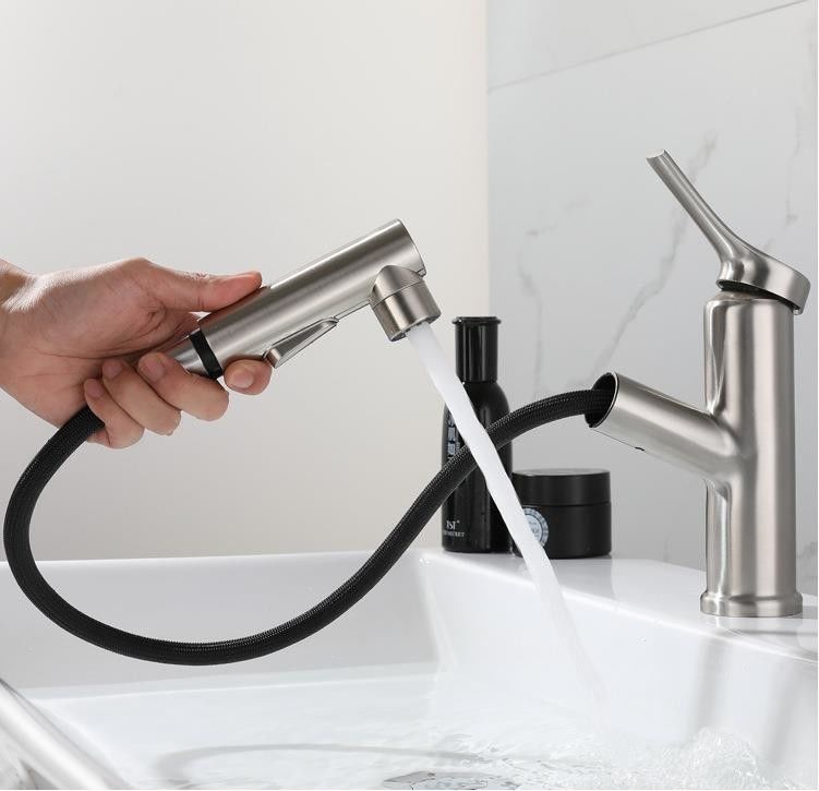 SUS304 Paslanmaz Çelik Çekmeceli Tek Delikli Tek Kulplu Lavabo Bataryası Mat Siyah SN