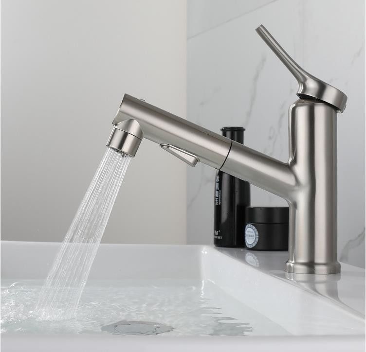 SUS304 Paslanmaz Çelik Çekmeceli Tek Delikli Tek Kulplu Lavabo Bataryası Mat Siyah SN