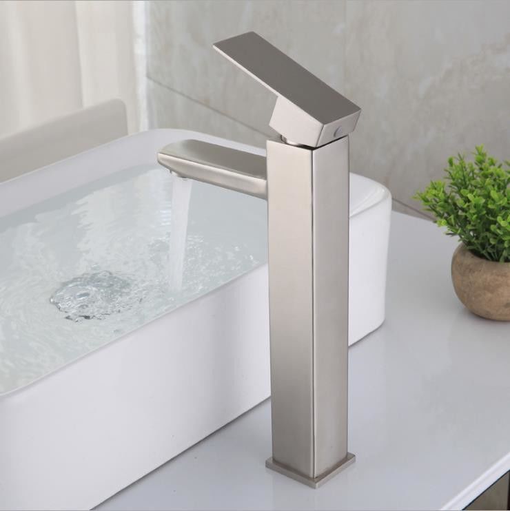 SUS304 Paslanmaz Çelik Kap Tek Delikli Tek Kulplu Lavabo Bataryası Krom Mat Siyah Altın Sn