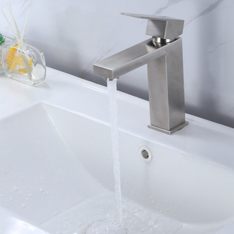 SUS304 Paslanmaz Çelik Tek Delikli Tek Kulplu Lavabo Bataryası Mat Siyah Krom SN Altın