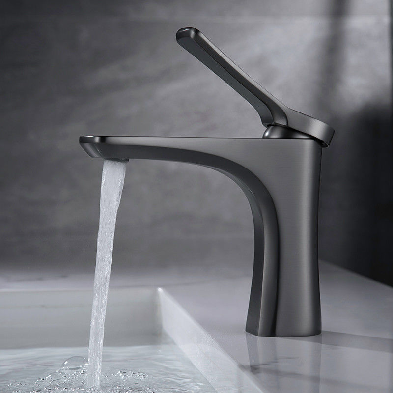 Pirinç Modern Tek Delikli Tek Kulplu Lavabo Bataryası Krom Mat Siyah Altın Gri
