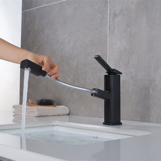 Pirinç Çekmeceli 360°Dönebilen Tek Delikli Tek Kulplu Lavabo Bataryası Mat Siyah