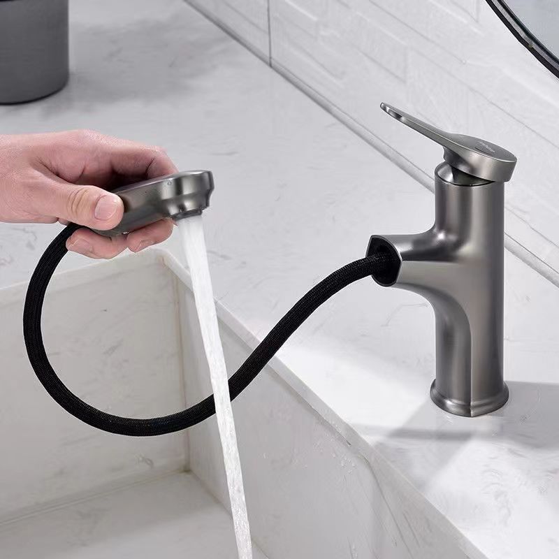 Pirinç Modern Çekmeceli 360°Dönebilen Tek Delikli Tek Kulplu Lavabo Bataryası Krom Mat Siyah Gri