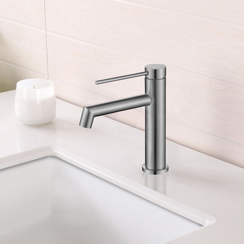 SUS304 Paslanmaz Çelik Tek Delikli Tek Kulplu Lavabo Bataryası Mat Siyah Gri SN Altın