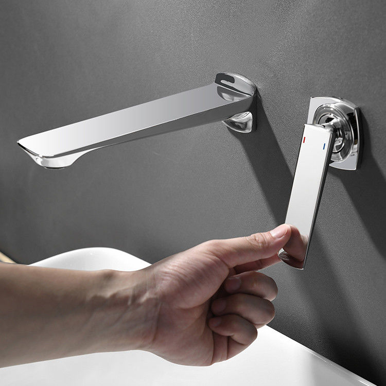 Pirinç Modern Duvara Monte Tek Kulplu Lavabo Bataryası Mat Siyah Krom Altın Gri
