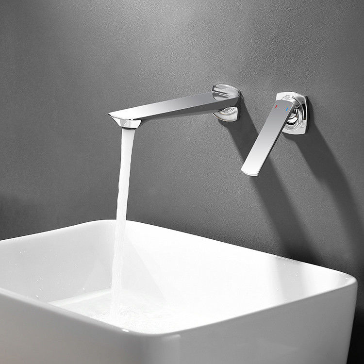Pirinç Modern Duvara Monte Tek Kulplu Lavabo Bataryası Mat Siyah Krom Altın Gri
