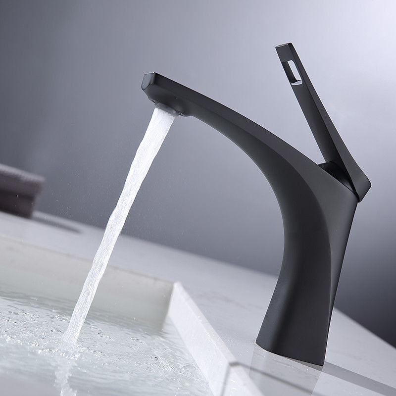 Pirinç Modern Tek Delikli Tek Kulplu Lavabo Bataryası Krom Mat Siyah Altın Gri