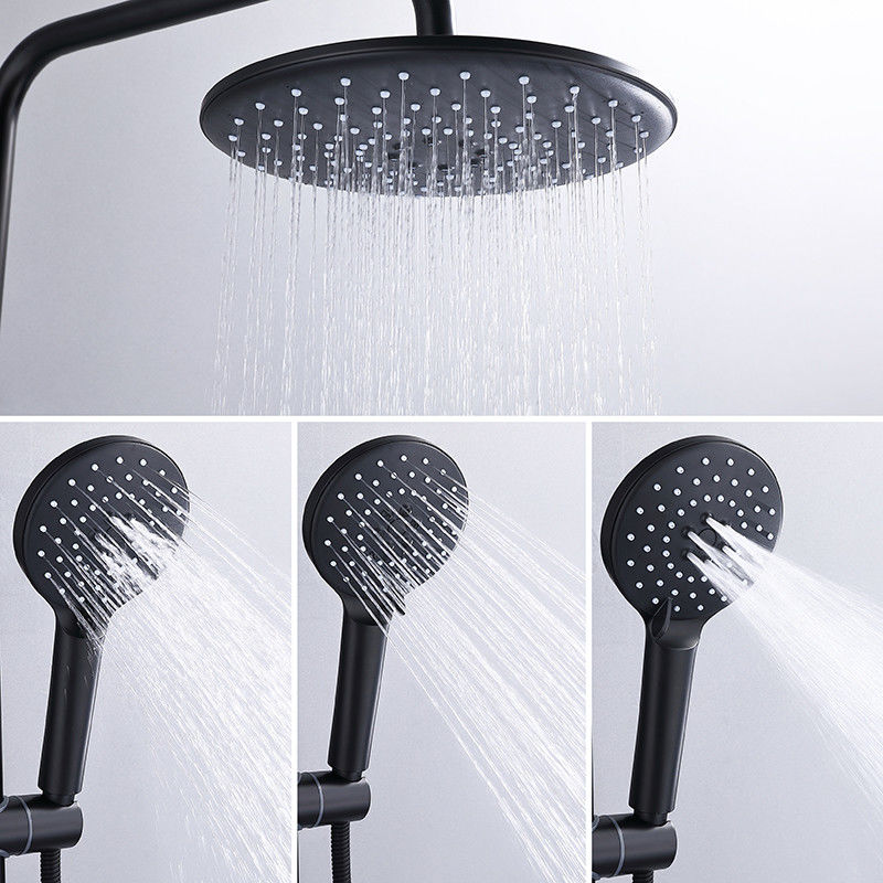 Siyah Yuvarlak Duş Başlığı Tavan Montajlı Pirinç 3 Sprey Banyo Duş Bataryaları
